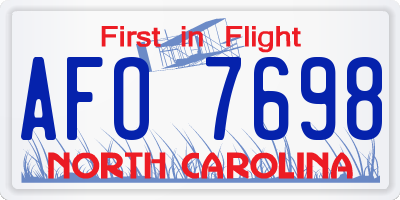 NC license plate AFO7698
