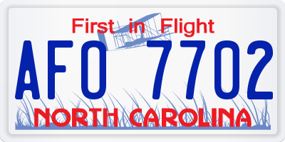NC license plate AFO7702