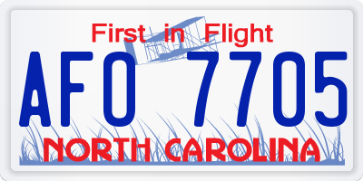 NC license plate AFO7705
