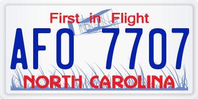 NC license plate AFO7707
