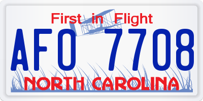 NC license plate AFO7708