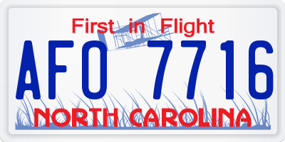 NC license plate AFO7716