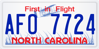 NC license plate AFO7724