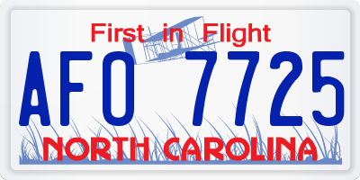 NC license plate AFO7725