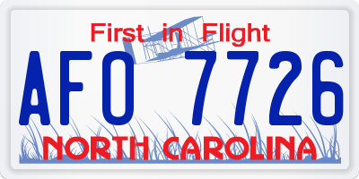 NC license plate AFO7726