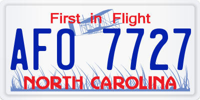 NC license plate AFO7727