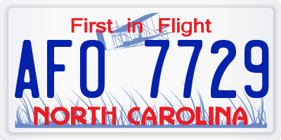 NC license plate AFO7729