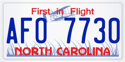 NC license plate AFO7730