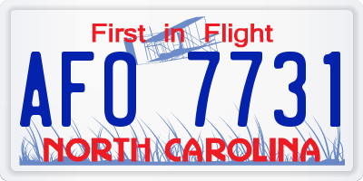 NC license plate AFO7731