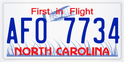 NC license plate AFO7734