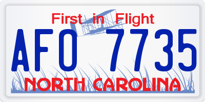 NC license plate AFO7735