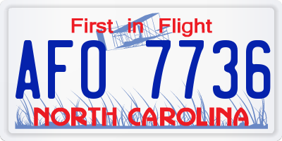 NC license plate AFO7736
