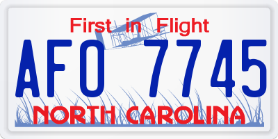 NC license plate AFO7745