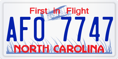 NC license plate AFO7747