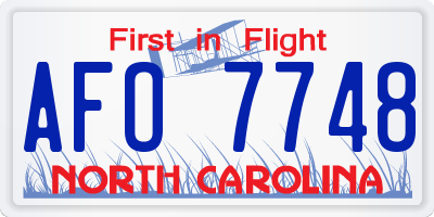 NC license plate AFO7748