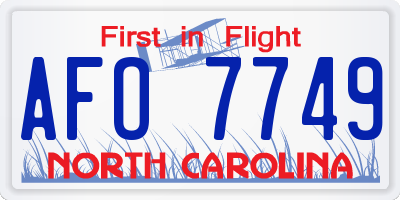 NC license plate AFO7749
