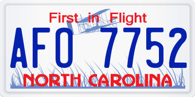 NC license plate AFO7752