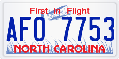 NC license plate AFO7753