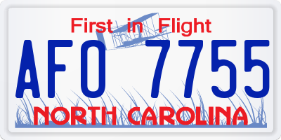 NC license plate AFO7755