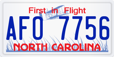 NC license plate AFO7756