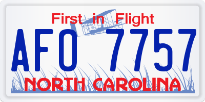 NC license plate AFO7757