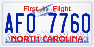 NC license plate AFO7760