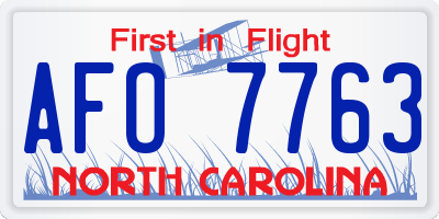 NC license plate AFO7763