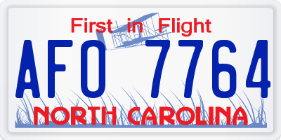 NC license plate AFO7764