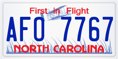 NC license plate AFO7767