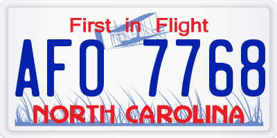 NC license plate AFO7768