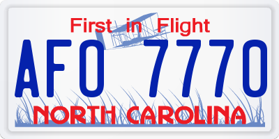 NC license plate AFO7770