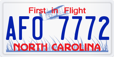 NC license plate AFO7772