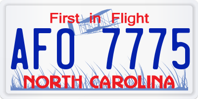 NC license plate AFO7775