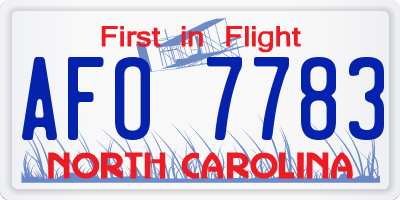 NC license plate AFO7783