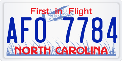 NC license plate AFO7784