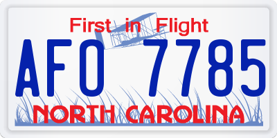 NC license plate AFO7785