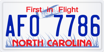 NC license plate AFO7786