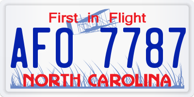 NC license plate AFO7787
