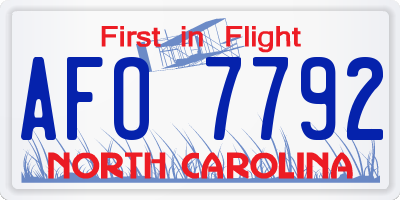 NC license plate AFO7792