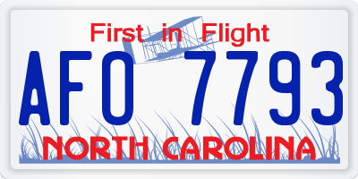 NC license plate AFO7793