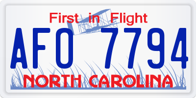 NC license plate AFO7794