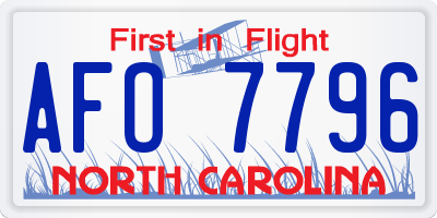 NC license plate AFO7796