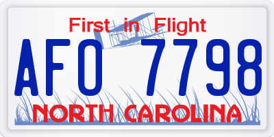NC license plate AFO7798