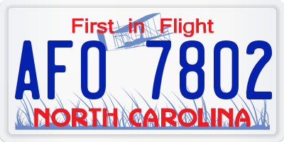 NC license plate AFO7802