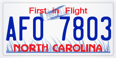 NC license plate AFO7803