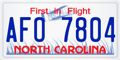 NC license plate AFO7804