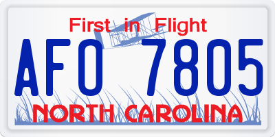 NC license plate AFO7805
