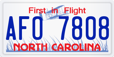 NC license plate AFO7808