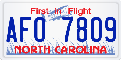 NC license plate AFO7809