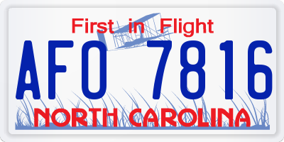 NC license plate AFO7816
